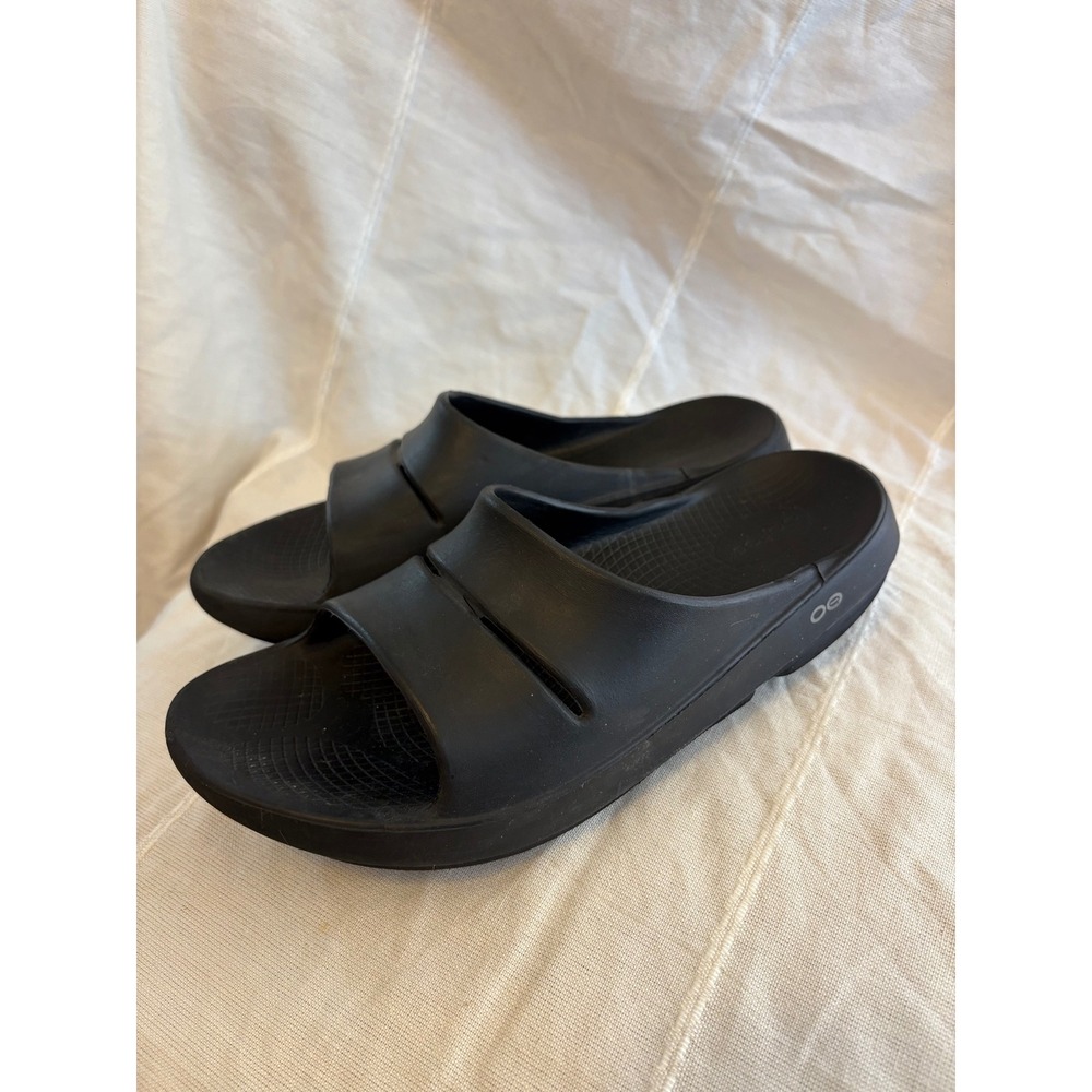 OOFOS OOahh Recovery Slides Black Foam Sandals Mens 11 Womens 13 EU 44